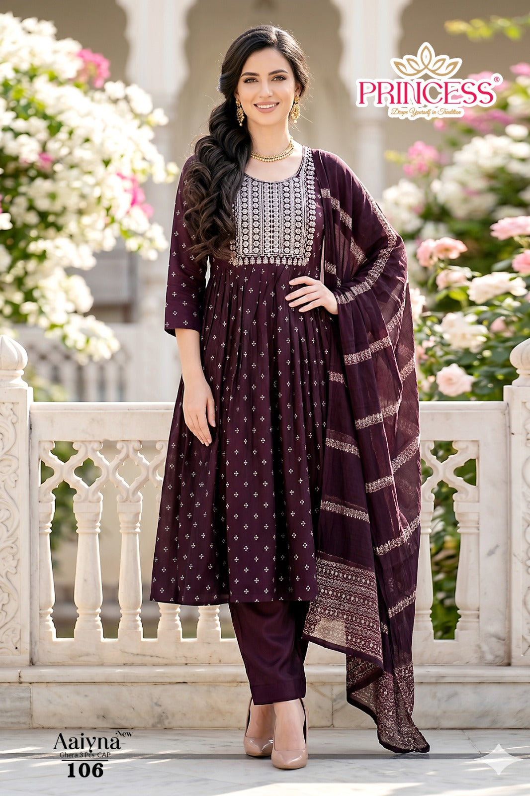 Aaiyna Princess Creation Roman Readymade Anarkali Suits Supplier India