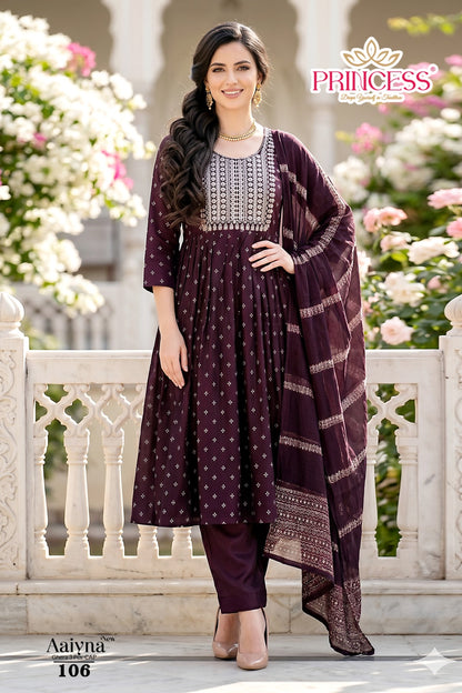 Aaiyna Princess Creation Roman Readymade Anarkali Suits Supplier India