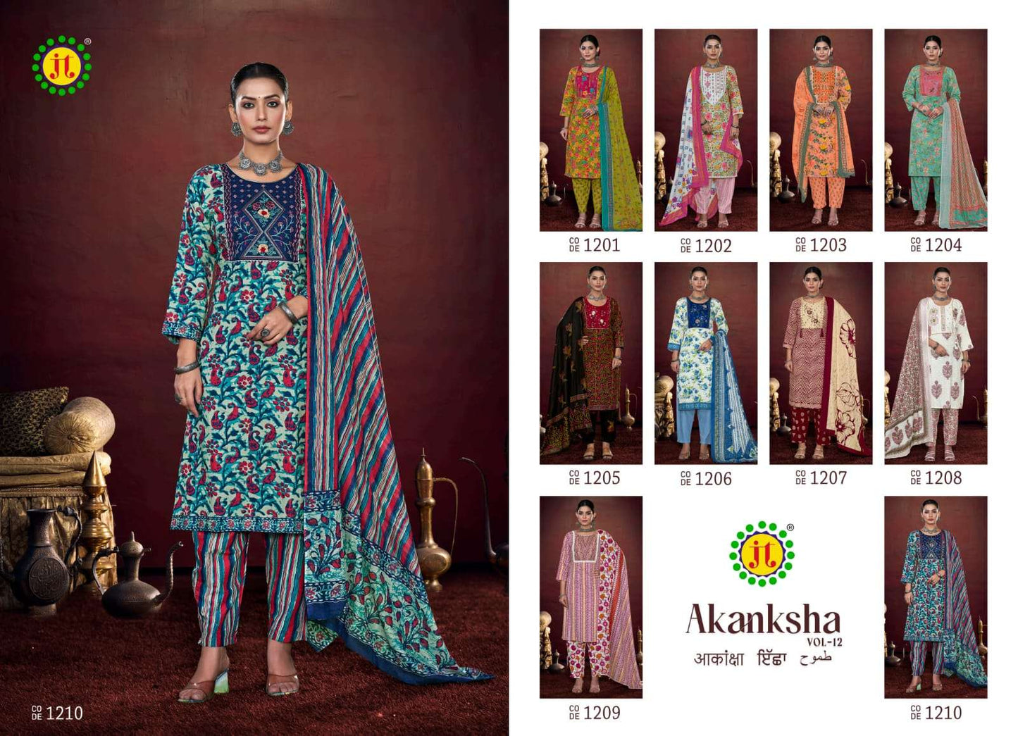 Aakansha Vol 12 Jt Lawn Cotton Karachi Salwar Suits Wholesaler Gujarat
