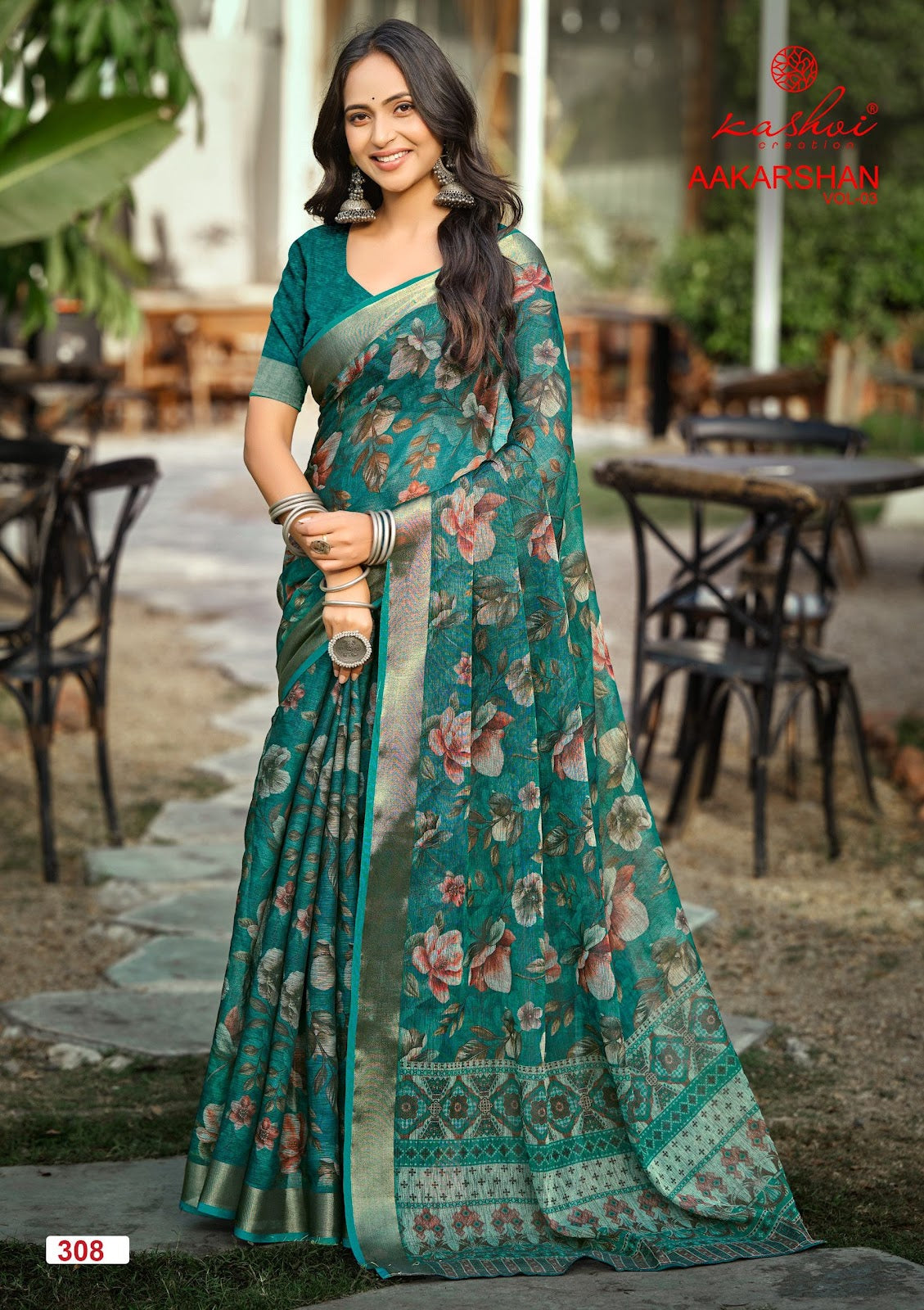 Aakarshan Vol 3 Kashvi Creation Linen Sarees Supplier Gujarat