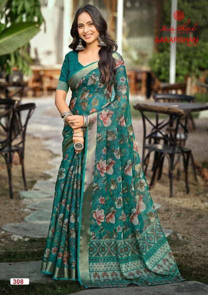 Aakarshan Vol 3 Kashvi Creation Linen Sarees Supplier Gujarat