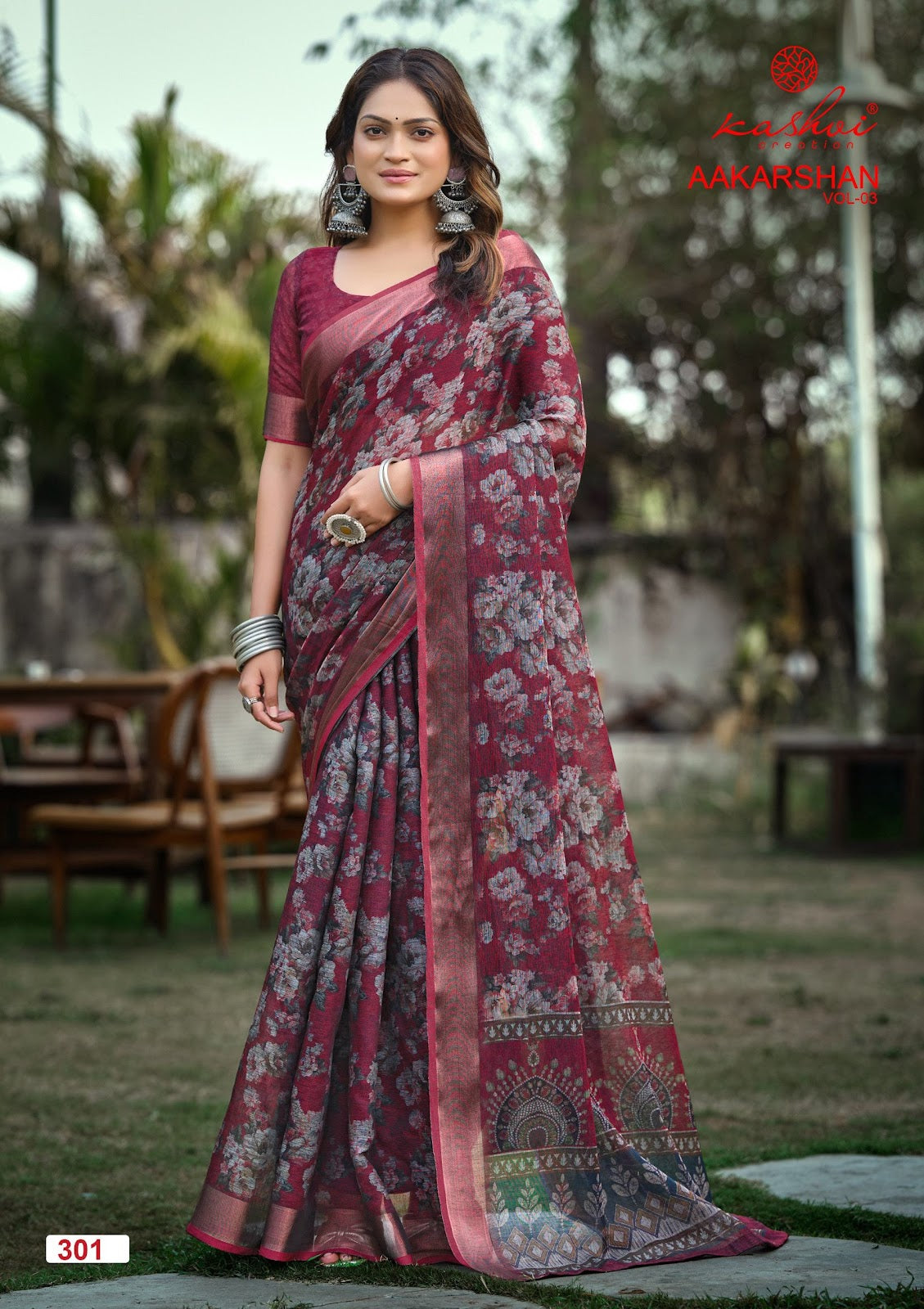 Aakarshan Vol 3 Kashvi Creation Linen Sarees Supplier Gujarat