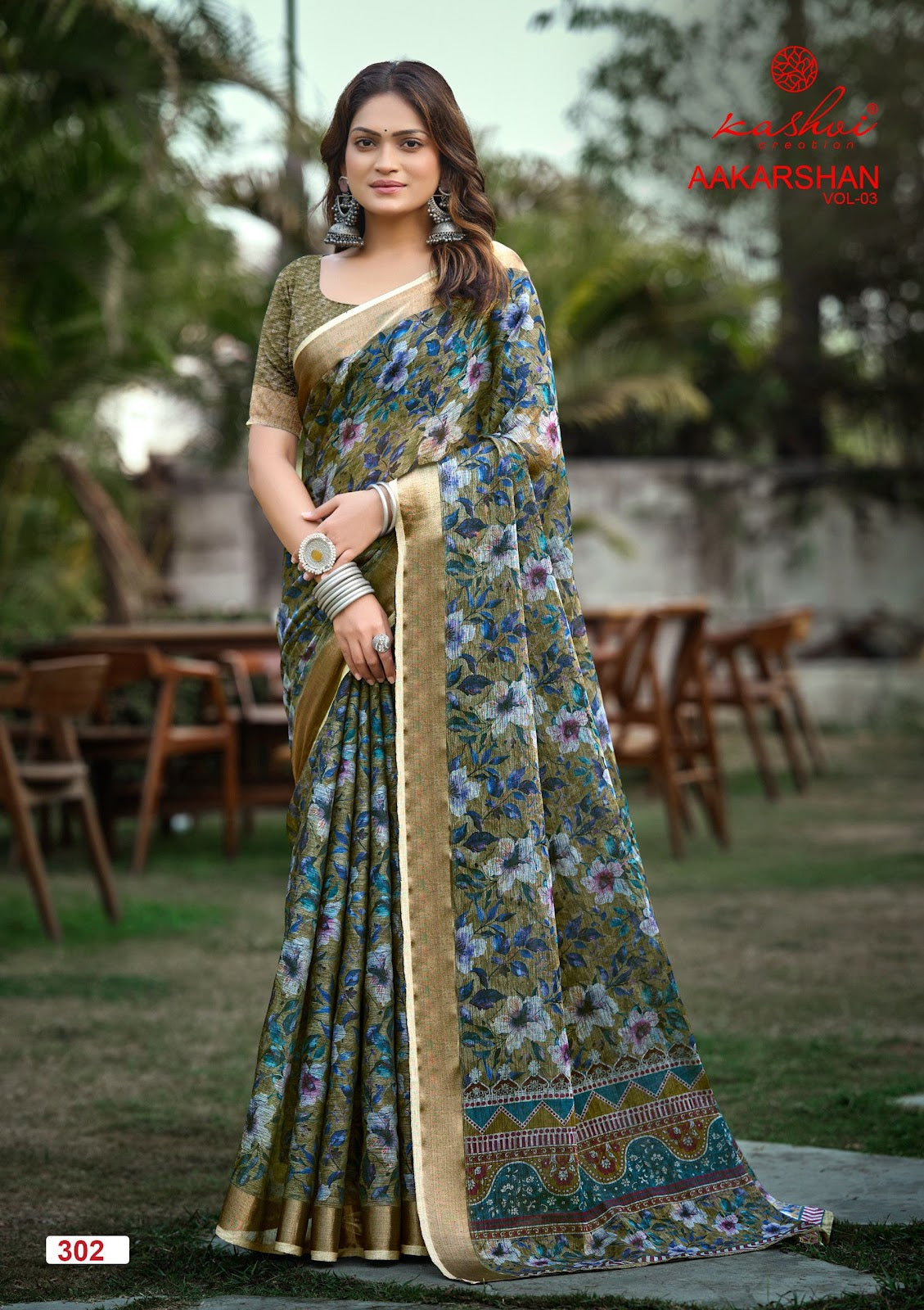 Aakarshan Vol 3 Kashvi Creation Linen Sarees Supplier Gujarat