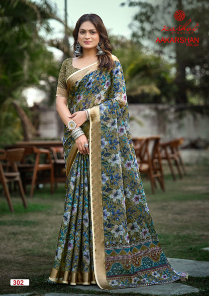 Aakarshan Vol 3 Kashvi Creation Linen Sarees Supplier Gujarat