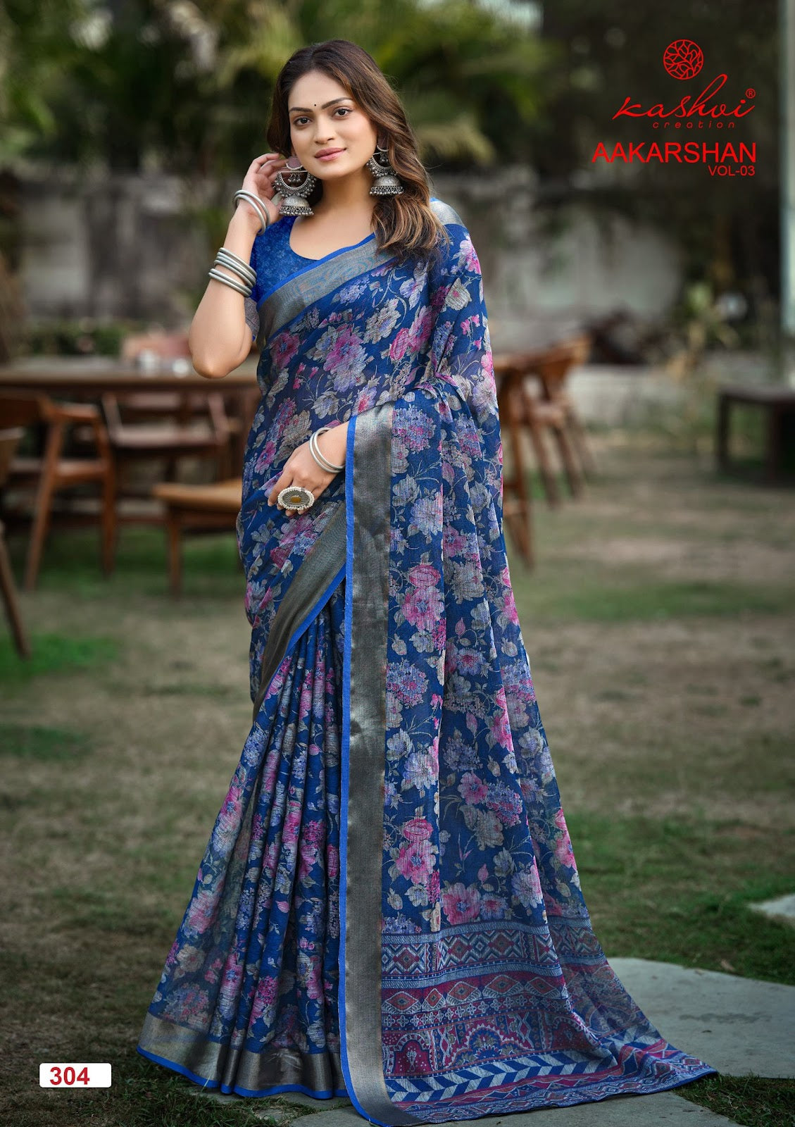 Aakarshan Vol 3 Kashvi Creation Linen Sarees Supplier Gujarat