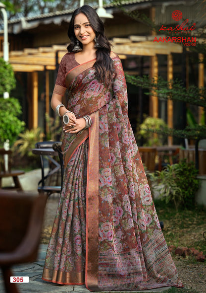Aakarshan Vol 3 Kashvi Creation Linen Sarees Supplier Gujarat