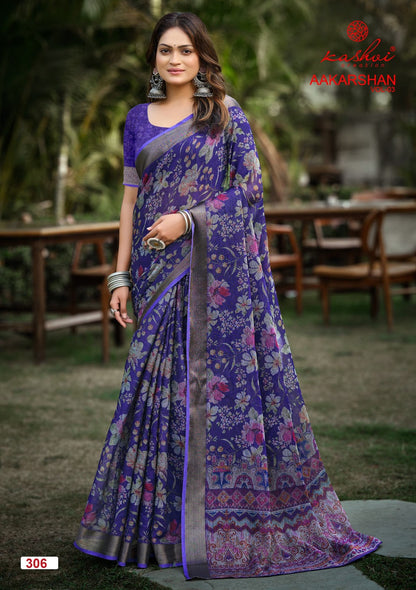 Aakarshan Vol 3 Kashvi Creation Linen Sarees Supplier Gujarat