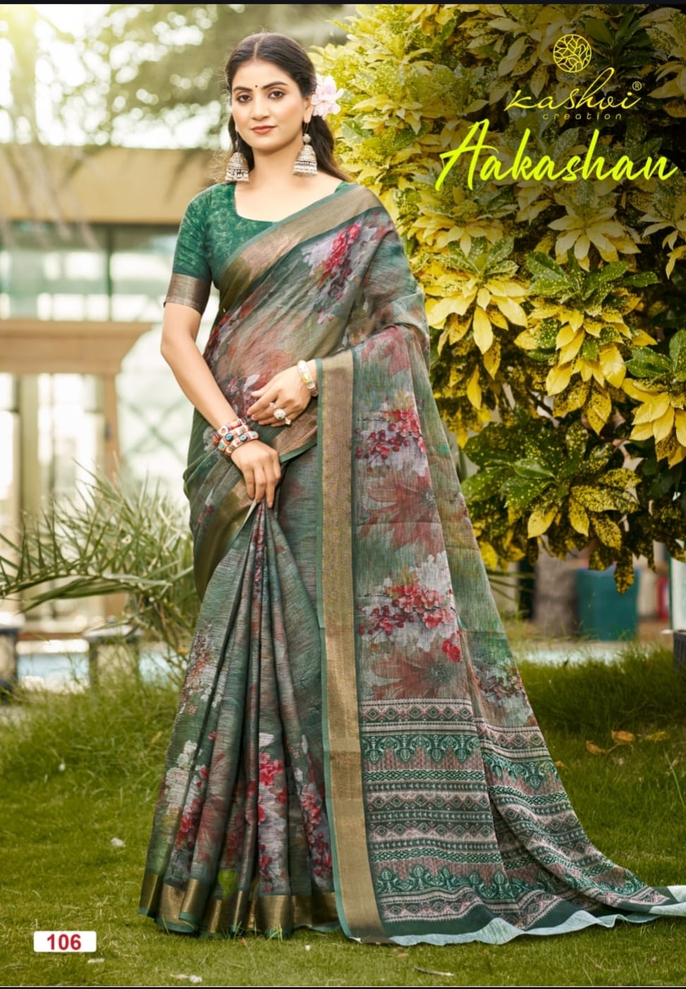 Aakashan Kashvi Creation Linen Sarees Wholesaler
