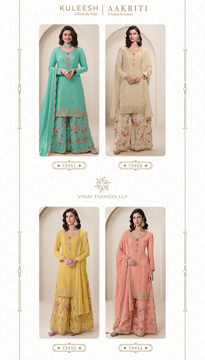 Aakriti Vinay Fashion Llp Chinon Plazzo Style Suits Wholesale