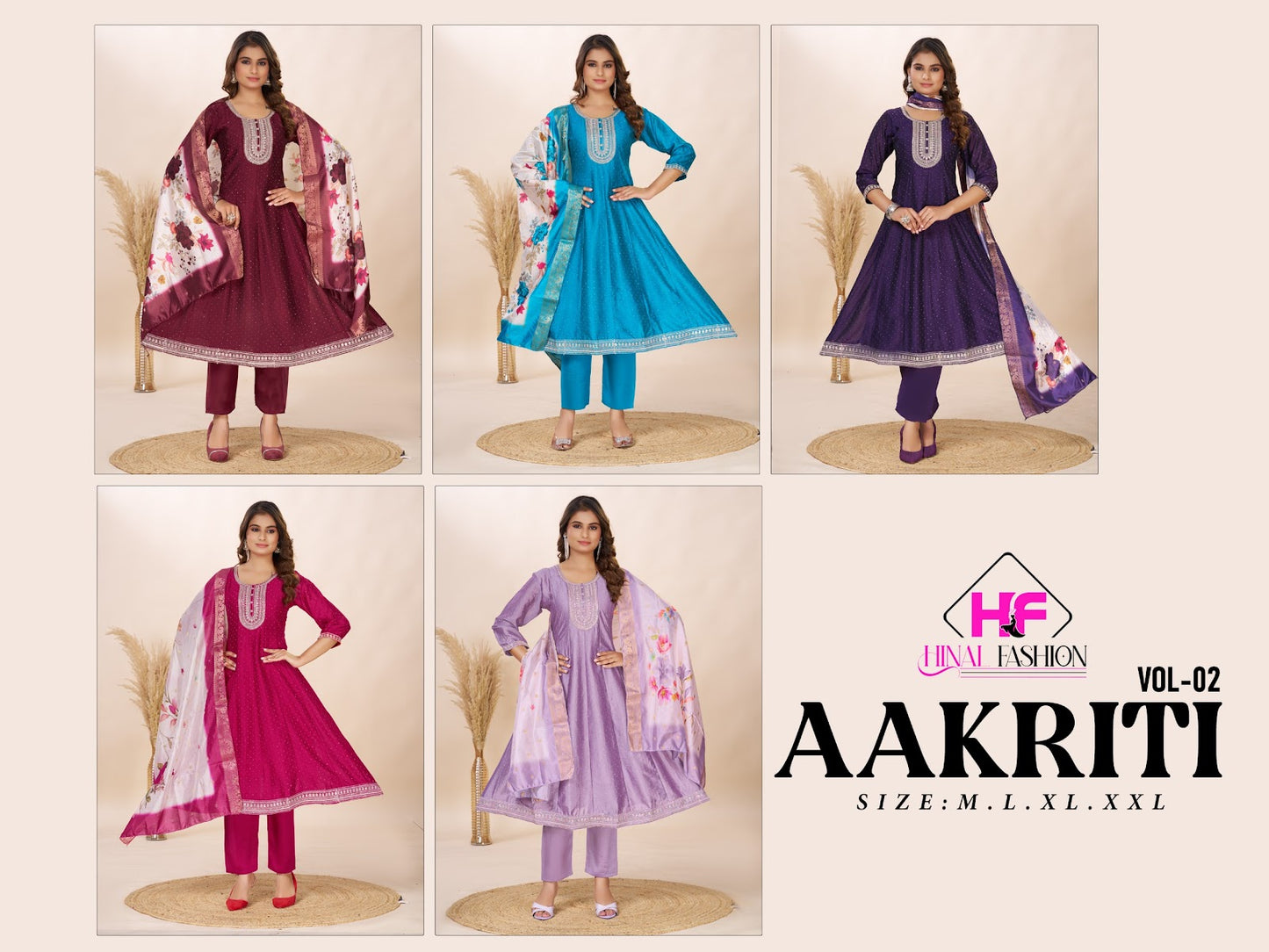Aakriti Vol 2 Hinal Fashion Vichitra Silk Readymade Anarkali Suits Supplier Ahmedabad