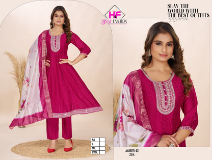 Aakriti Vol 2 Hinal Fashion Vichitra Silk Readymade Anarkali Suits Supplier Ahmedabad