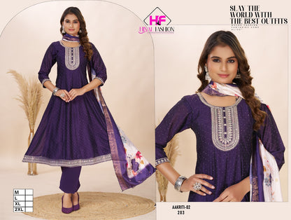 Aakriti Vol 2 Hinal Fashion Vichitra Silk Readymade Anarkali Suits Supplier Ahmedabad