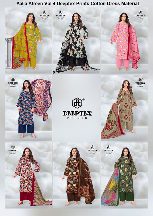 Aalia Afreen Vol 4 Deeptex Prints Cotton Dress Material Wholesale Price