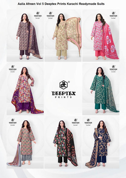 Aalia Afreen Vol 5 Deeptex Prints Cotton Karachi Readymade Suits Manufacturer