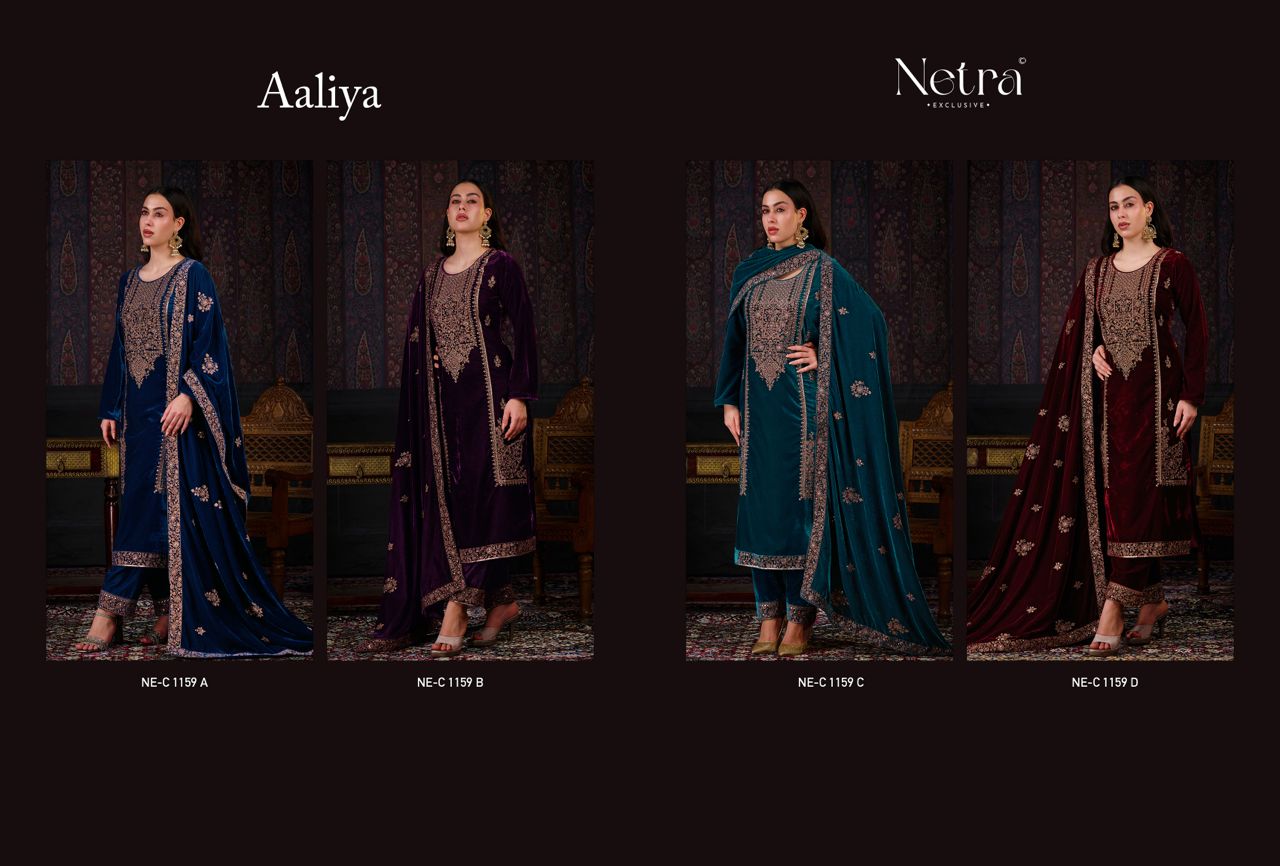 Aaliya Netra Premium Silk Velvet Suits Manufacturer India