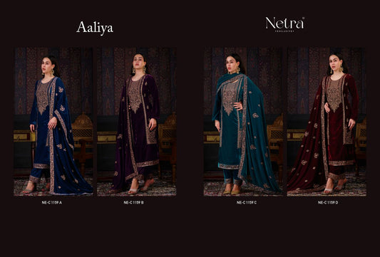 Aaliya Netra Premium Silk Velvet Suits Manufacturer India