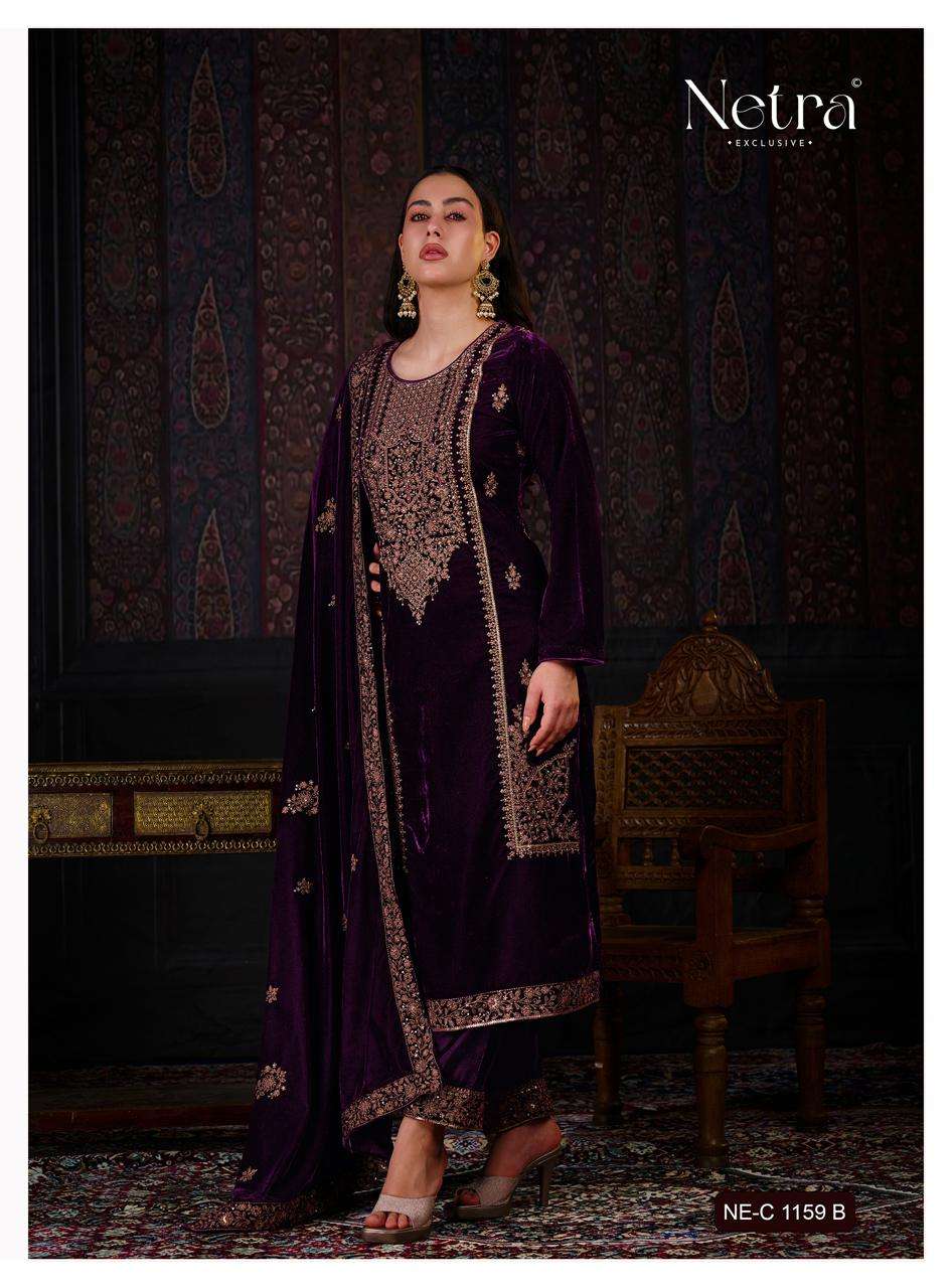 Aaliya Netra Premium Silk Velvet Suits Manufacturer India