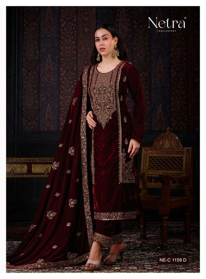 Aaliya Netra Premium Silk Velvet Suits Manufacturer India