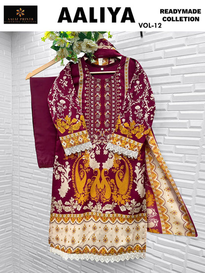 Aaliya Vol 12 Aaliz Prints Cotton Karachi Readymade Suits Supplier