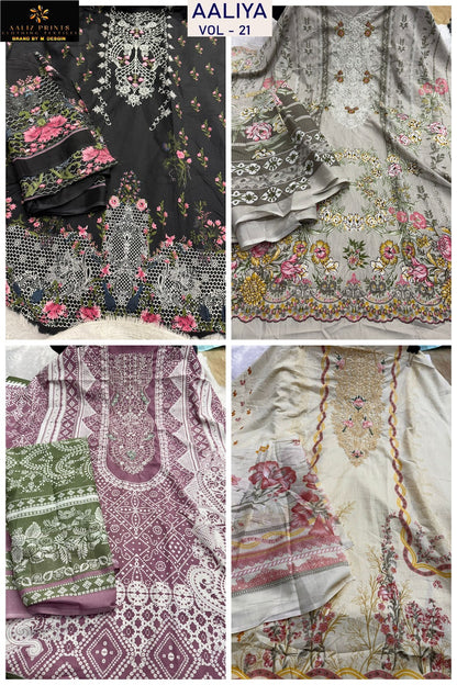 Aaliya Vol 21 Aaliz Prints Cotton Karachi Salwar Suits Supplier Ahmedabad