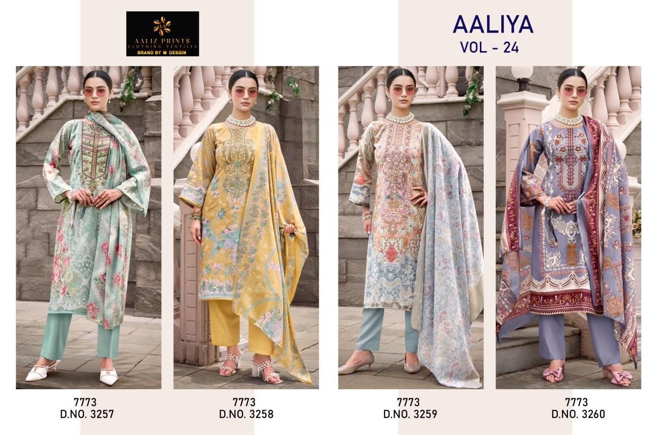 Aaliya Vol 24 Aaliz Prints Mix Cotton Karachi Salwar Suits Wholesaler