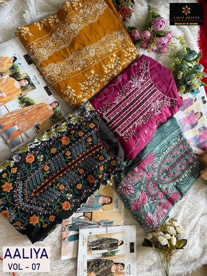 Aaliya Vol 7 Aaliz Prints Cotton Karachi Salwar Suits Manufacturer Gujarat