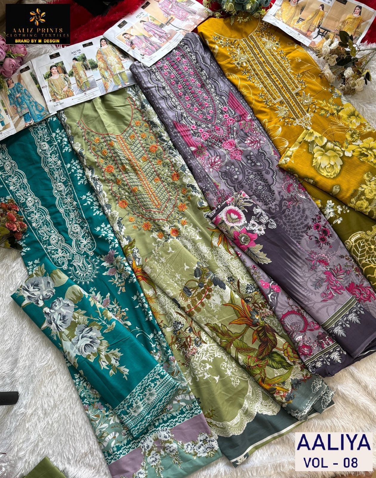Aaliya Vol 8 Aaliz Prints Cotton Karachi Salwar Suits Supplier Gujarat