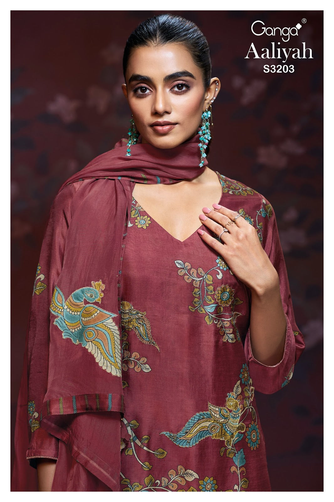 Aaliyah 3203 Ganga Premium Bemberg Plazzo Style Suits Manufacturer Gujarat