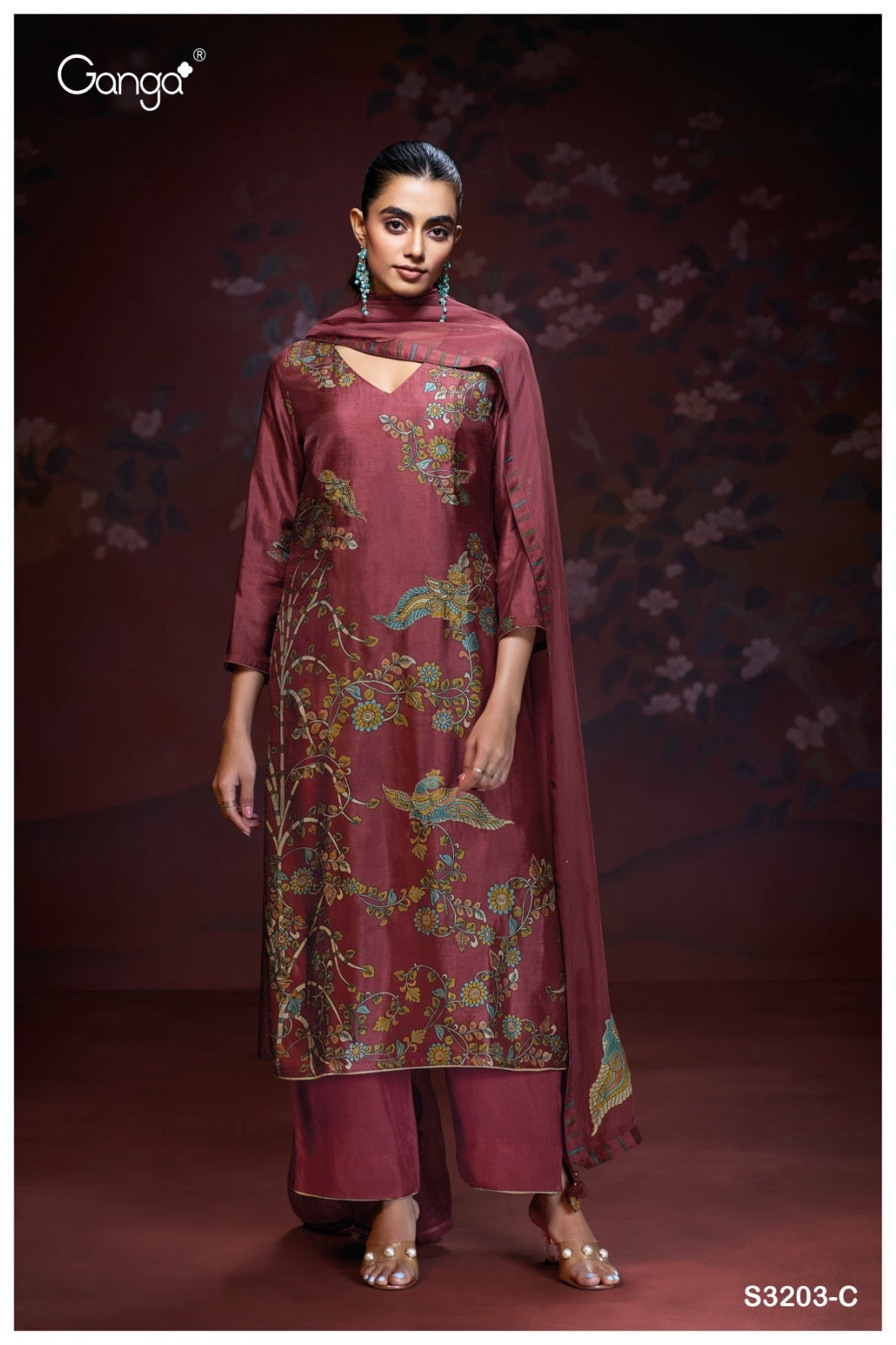 Aaliyah 3203 Ganga Premium Bemberg Plazzo Style Suits Manufacturer Gujarat