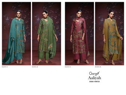 Aaliyah 3203 Ganga Premium Bemberg Plazzo Style Suits Manufacturer Gujarat