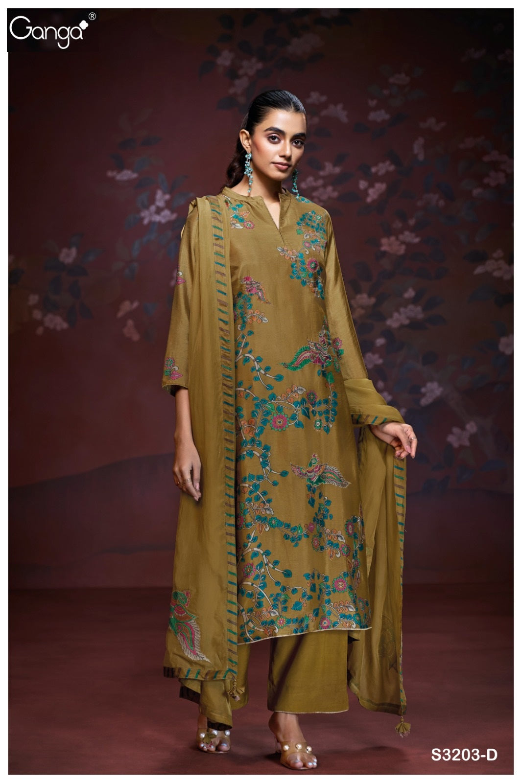 Aaliyah 3203 Ganga Premium Bemberg Plazzo Style Suits Manufacturer Gujarat