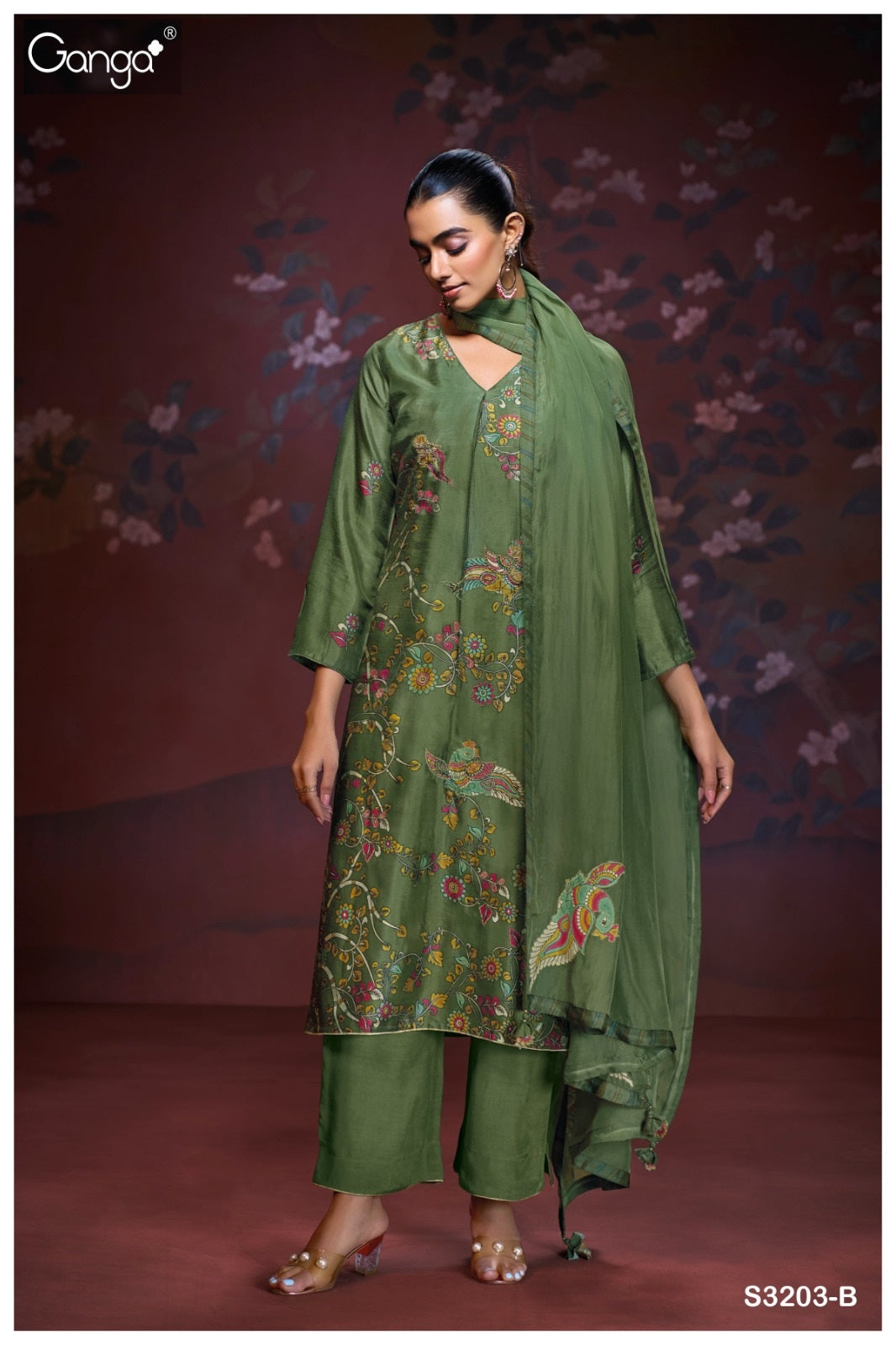 Aaliyah 3203 Ganga Premium Bemberg Plazzo Style Suits Manufacturer Gujarat