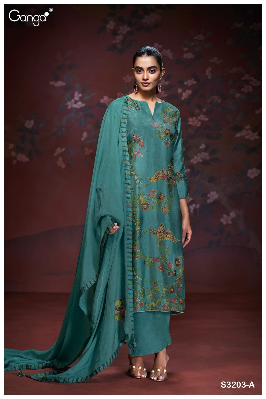 Aaliyah 3203 Ganga Premium Bemberg Plazzo Style Suits Manufacturer Gujarat