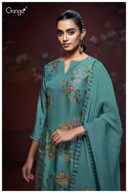 Aaliyah 3203 Ganga Premium Bemberg Plazzo Style Suits Manufacturer Gujarat