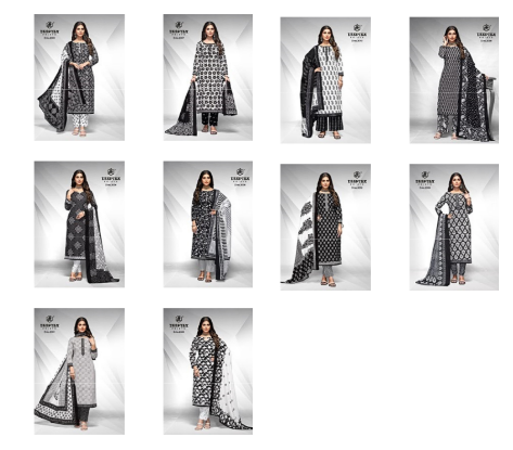 Aaliza Black-White Special Vol 2 Deeptex Prints Cotton Dress Material Exporter Ahmedabad