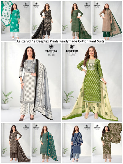 Aaliza Vol 12 Deeptex Prints Readymade Cotton Pant Suits Wholesale Price