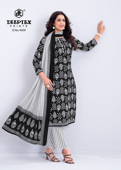 Aaliza Vol 4 Black And White Special Deeptex Prints Cotton Dress Material Exporter Ahmedabad