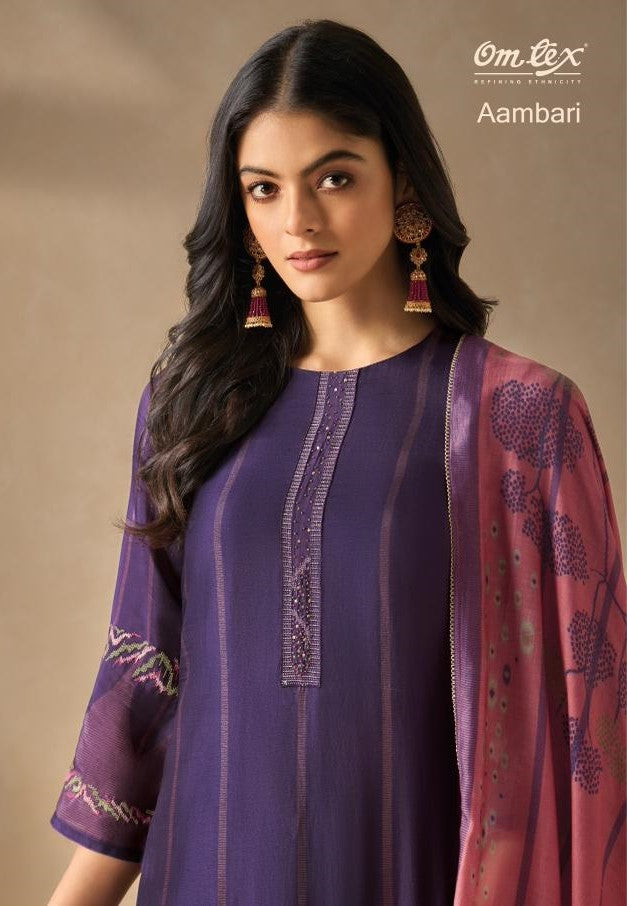 Aambari Omtex Silk Pant Style Suits Wholesaler India