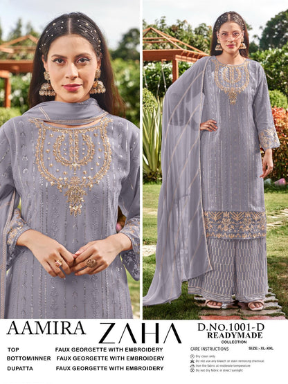 Aamira 1001 Zaha Fox Georgette Pakistani Readymade Suits Wholesale Price