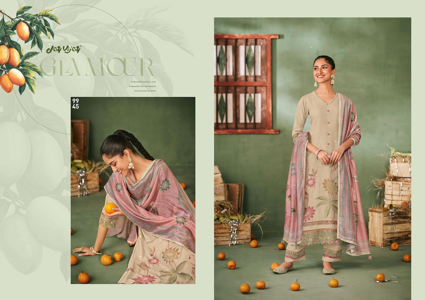 Aamras Jay Vijay Muslin Jacquard Pant Style Suits Exporter