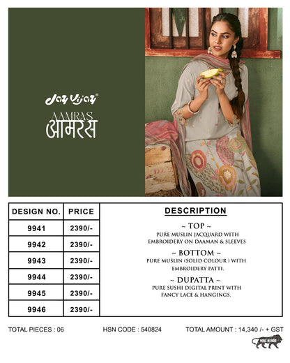 Aamras Jay Vijay Muslin Jacquard Pant Style Suits Exporter
