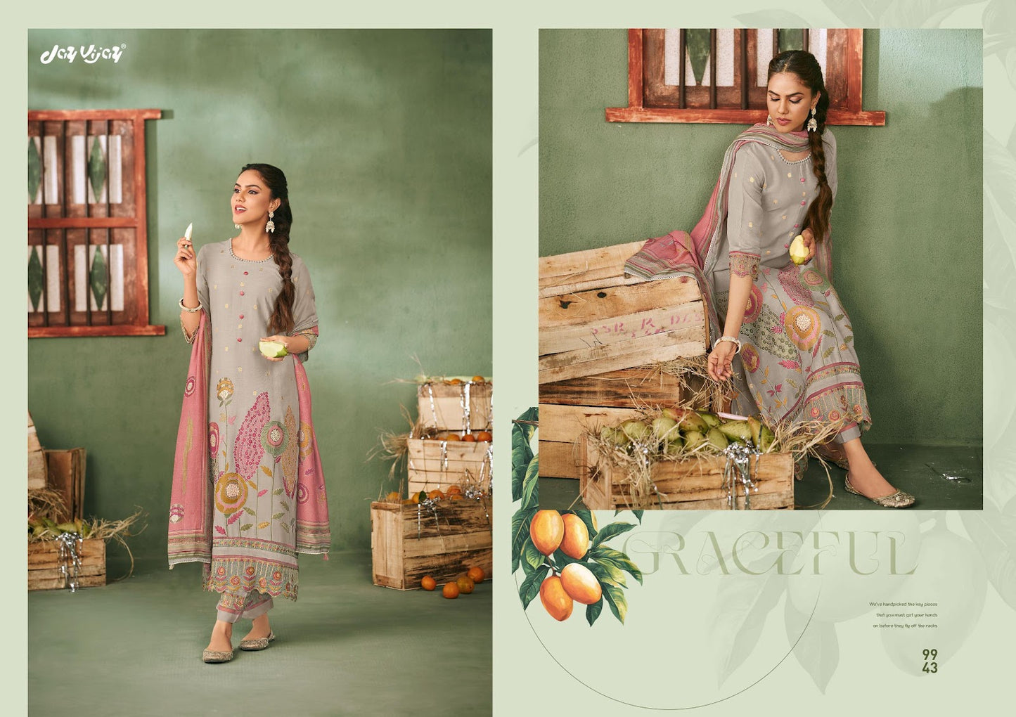 Aamras Jay Vijay Muslin Jacquard Pant Style Suits Exporter
