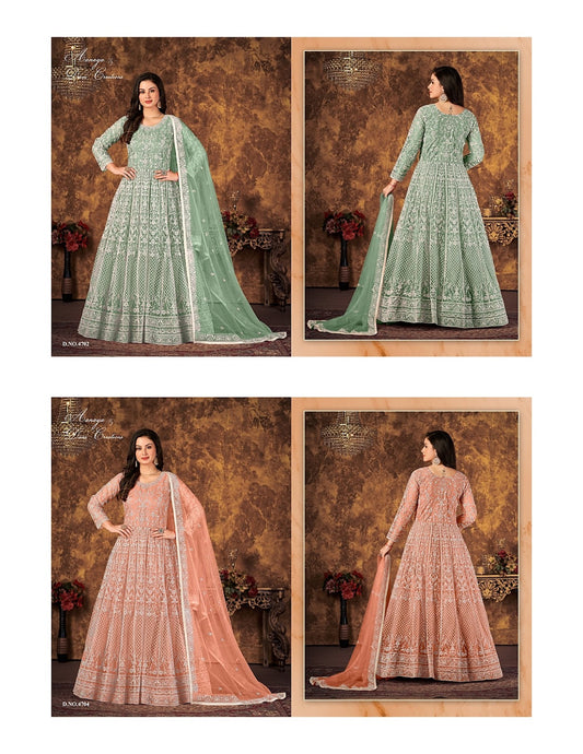 Aanaya 4700 Series Vol 147 Dani Creation Net Anarkali Salwar Suits Exporter Ahmedabad