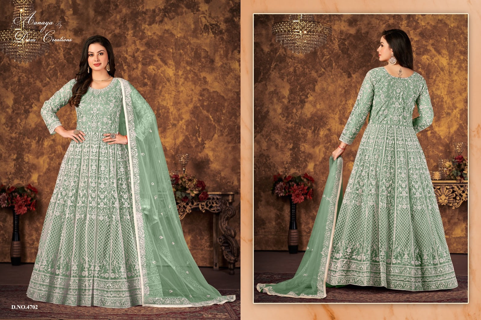 Aanaya 4700 Series Vol 147 Dani Creation Net Anarkali Salwar Suits Exporter Ahmedabad