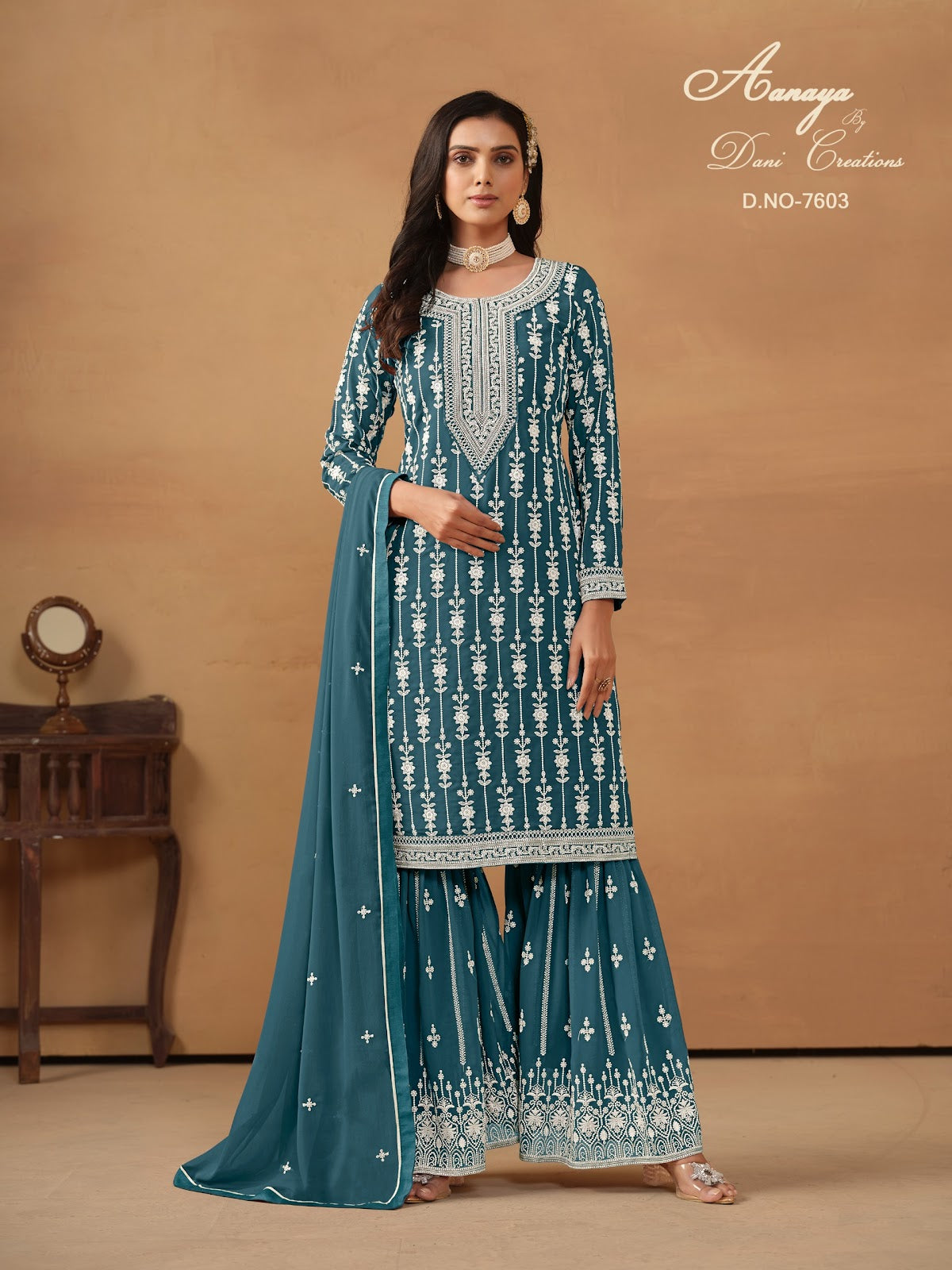 Aanaya Vol 176 7601-7604 Dani Creation Faux Georgette Pakistani Salwar Suits Wholesale Price