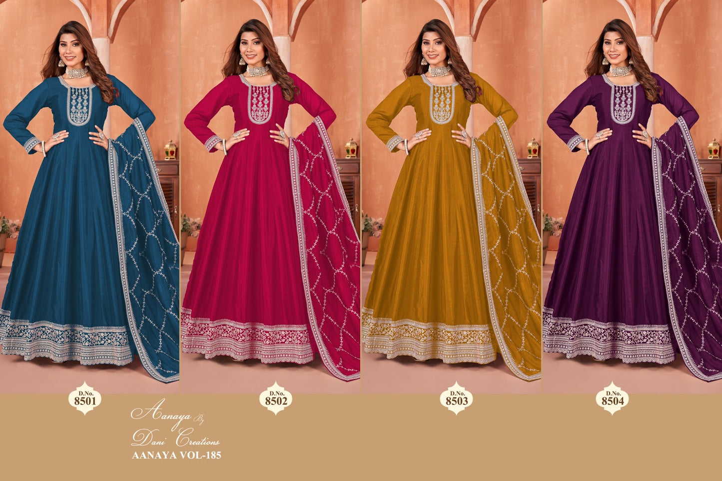 Aanaya Vol 185 Dani Creation Art Silk Anarkali Salwar Suits
