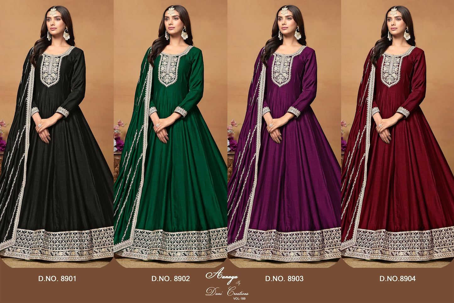Aanaya Vol 189 Dani Creation Art Silk Anarkali Salwar Suits Manufacturer India