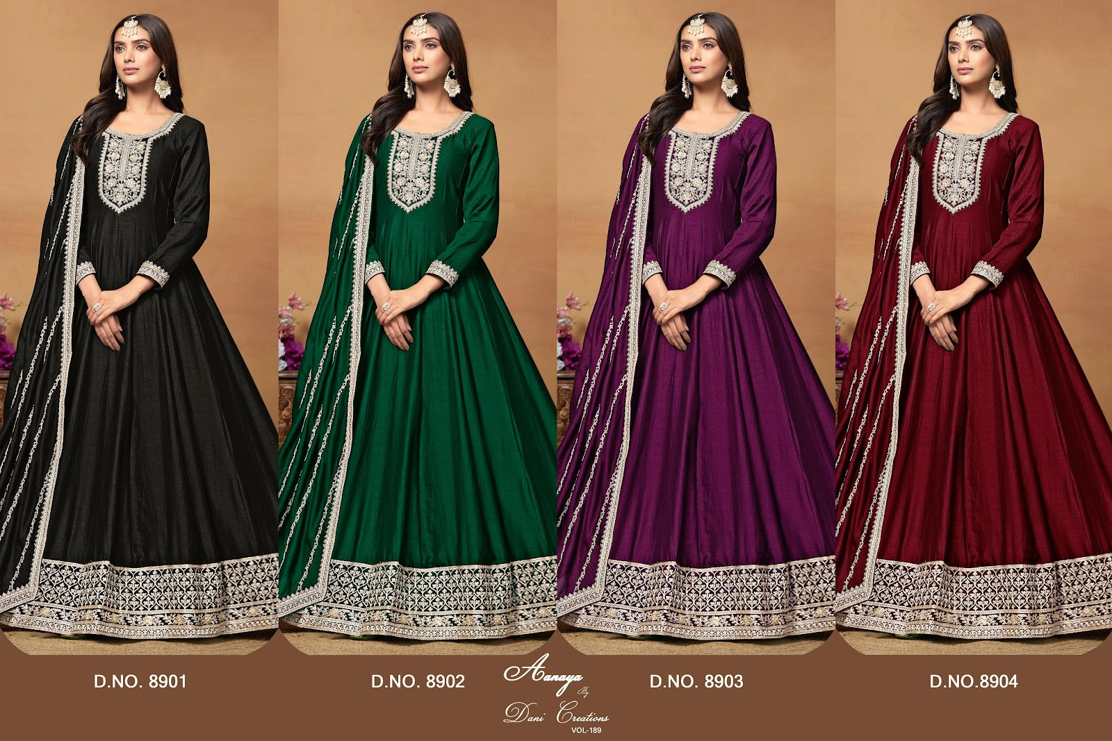 Aanaya Vol 189 Dani Creation Art Silk Anarkali Salwar Suits Manufacturer India