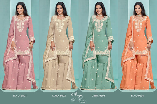 Aanaya Vol 195 Dani Creation Chanderi Sharara Style Suits Wholesale Rate