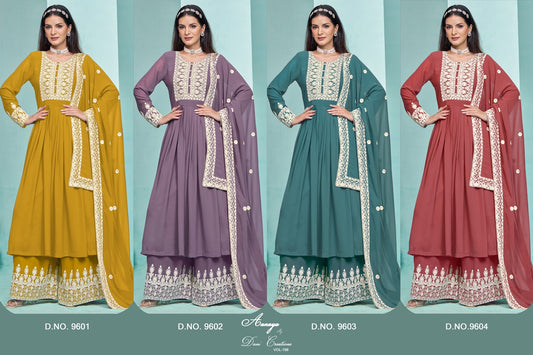 Aanaya Vol 196 Dani Creation Faux Georgette Plazzo Style Suits Wholesaler Ahmedabad